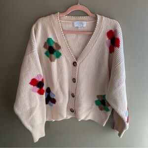 La Ligne Intarsia Flower Wool Cardigan